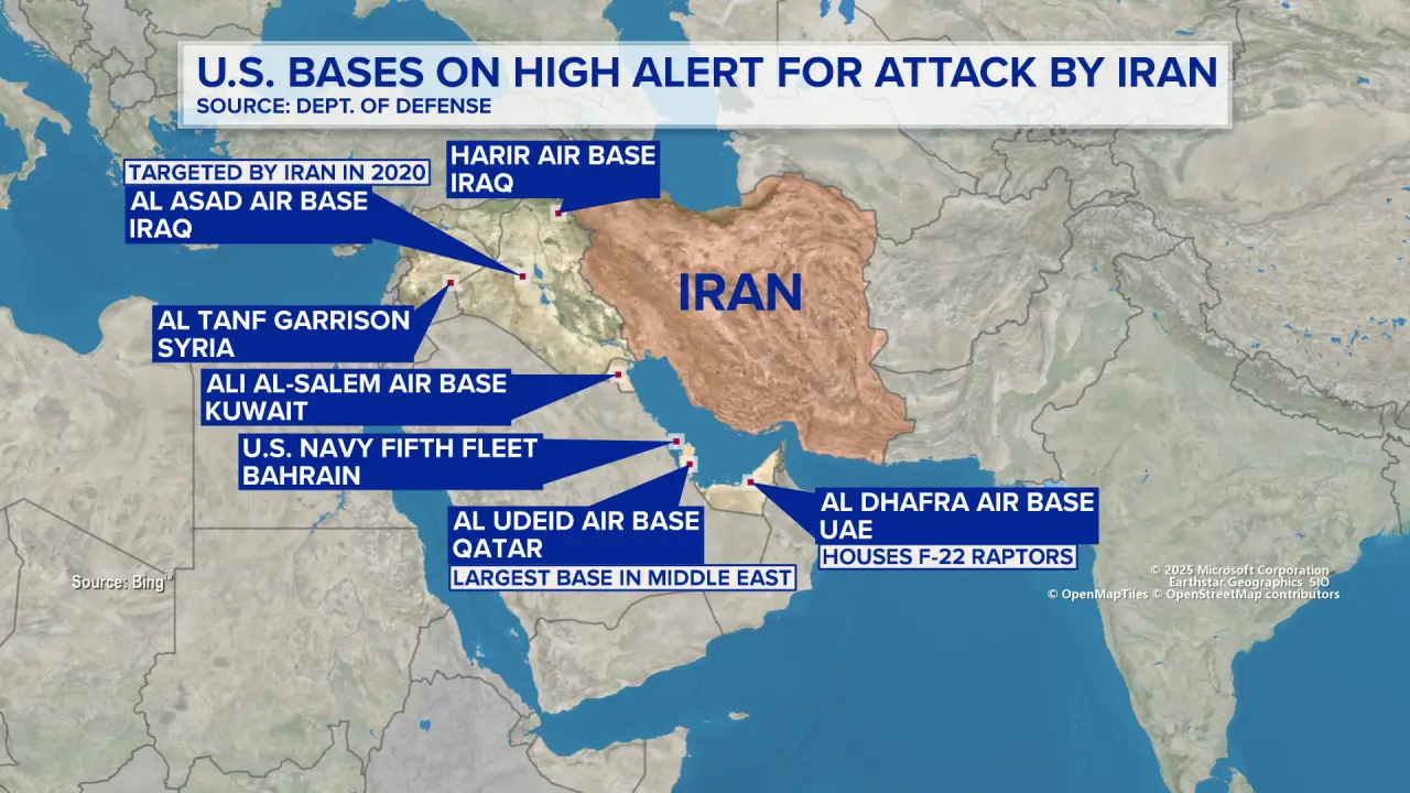 US military bases in Middle East brace as Iran